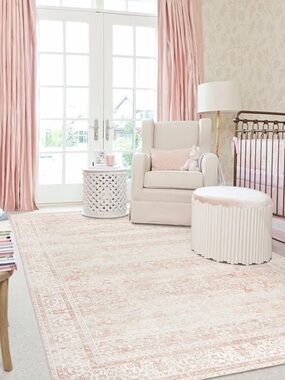 BILEEHOME Pale Pink Persian Area Rug